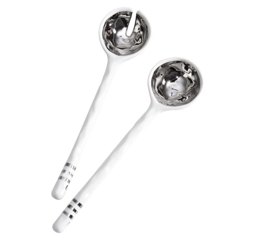 Pampa Bay Accessories Porcelain Salad Server Set Silver